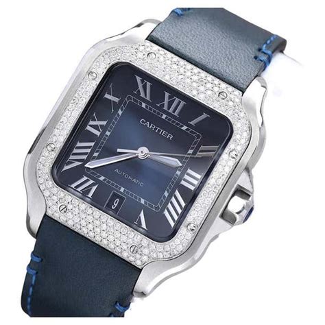 cartier santos diamond replica bezel|cartier santos watch diamond automatic.